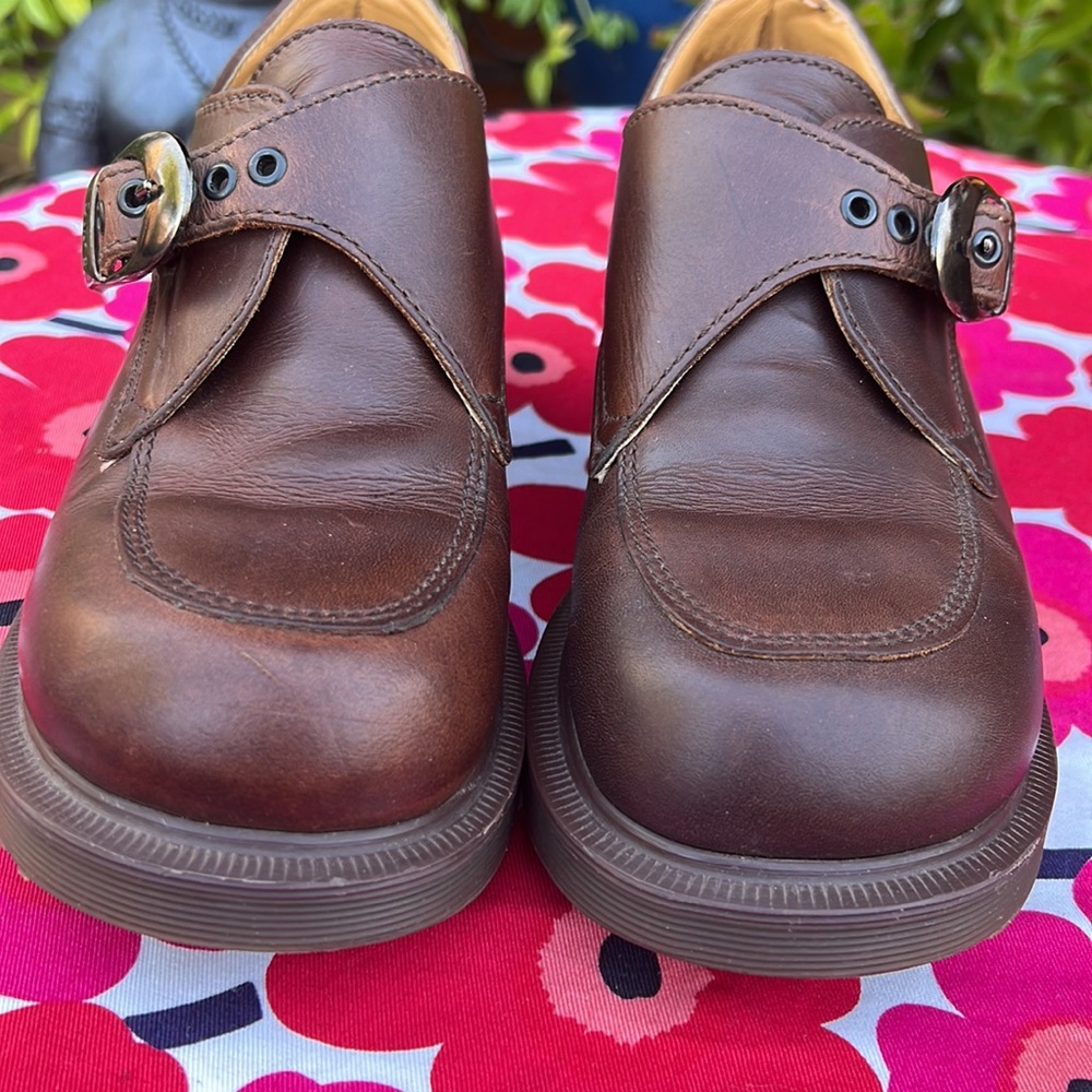🏴󠁧󠁢󠁥󠁮󠁧󠁿 Vintage Dr. Martens MIE Chunky Heel Monk Strap Loafers UK 5 - Picture 12 of 16